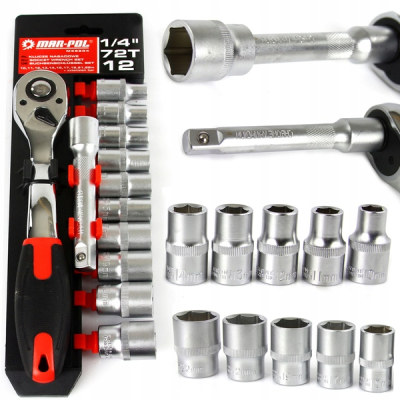 MAR-POL KLUCZE NASADOWE 1/4'' 12 elementów 10-22MM