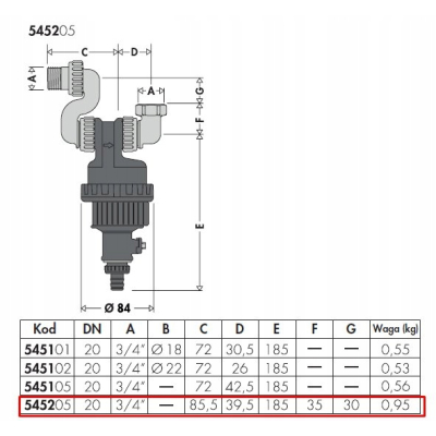 CALEFFI Separator zanieczyszczeń FILTR MAGNETYCZNY