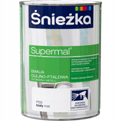 ŚNIEŻKA SUPERMAL OLEJNO-FTALOWA BIAŁY MAT 0,8L