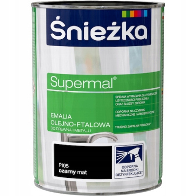 ŚNIEŻKA SUPERMAL OLEJNO-FTALOWA CZARNY MAT 0,8L