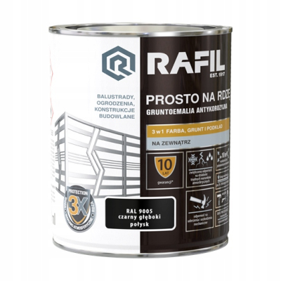 Emalia alkidowa do metalu Rafil 0,75 l czerń połysk
