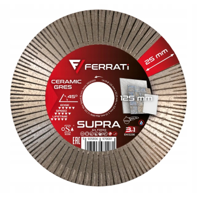 FERRATI TARCZA DIAMENTOWA TNĄCA I SZLIFUJĄCA SUPRA Ø 125MM x 22,23 MM 3in1
