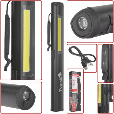 Lampa warsztatowa inspekcyjna z magnesem LED 5W 3W laser 800mAh 400lm IP44