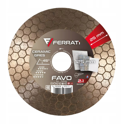 FERRATI TARCZA DIAMENTOWA TNĄCA I SZLIFUJĄCA FAVO Ø 125MM x 22,23 MM 2in1