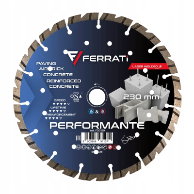 FERRATI TARCZA DIAMENTOWA TNĄCA PERFORMANTE Ø 230 MM x 22,23 MM