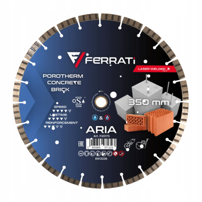FERRATI tarcza diamentowa szybka do betonu cegły kostki ARIA 350mm