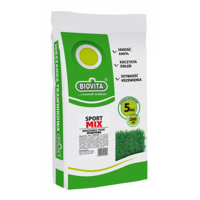BIOVITA SPORTMIX TRAWA NA TERENY REKREACYJNE SPORTOWA GAZON 5 KG NA 200M2