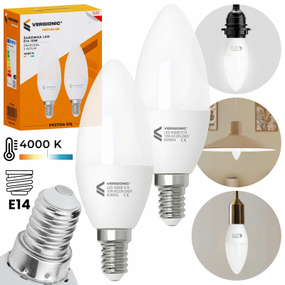 Żarówka LED E14 10W 4000K świeczka 2 szt. VERGIONIC
