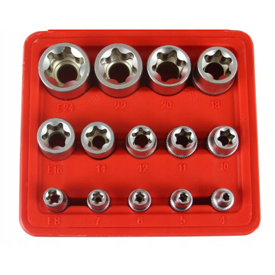 KLUCZE NASADKI TORX E4-E24 3/8' 1/2' KPL 14 EL