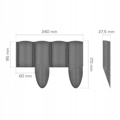 CELLFAST ECO PALISADA OGRODOWA ANTRACYT 8,5cm 2,4m
