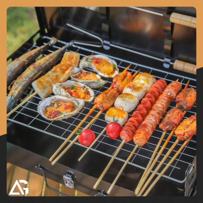 GRILL WĘGLOWY OGRODOWY TURYSTYCZNY SKŁADANY WALIZKA PRZENOŚNY BBQ AKCESORIA