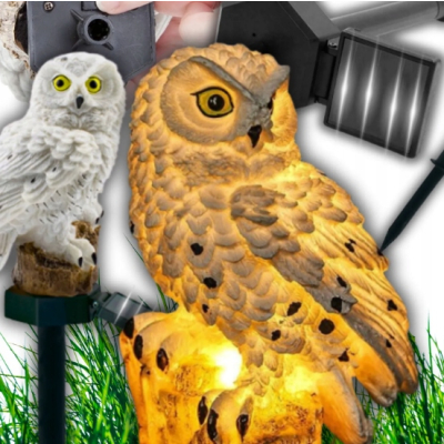 LAMPA SOLARNA LED OZDOBNA SOWA ŚWIECĄCA OGRODOWA Z CZUJNIKIEM ZMIERZCHU