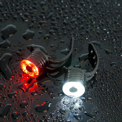 LAMPKA ROWEROWA PRZÓD + TYŁ LED LAMPKI DO ROWERU NA KIEROWNICĘ ZESTAW + BAT