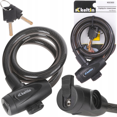 Zabezpieczenie , zapięcie rowerowe linka na klucz 80cm KELTIN K02303