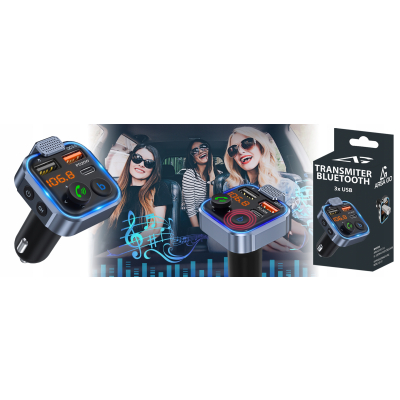 TRANSMITER BLUETOOTH SAMOCHODOWY FM 3x USB ADAPTER SZYBKA ŁADOWARKA MP3