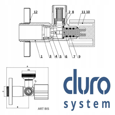 DURO ZAWÓR KĄTOWY BIS ANTYKAMIENNY 1/2x3/4x3/8